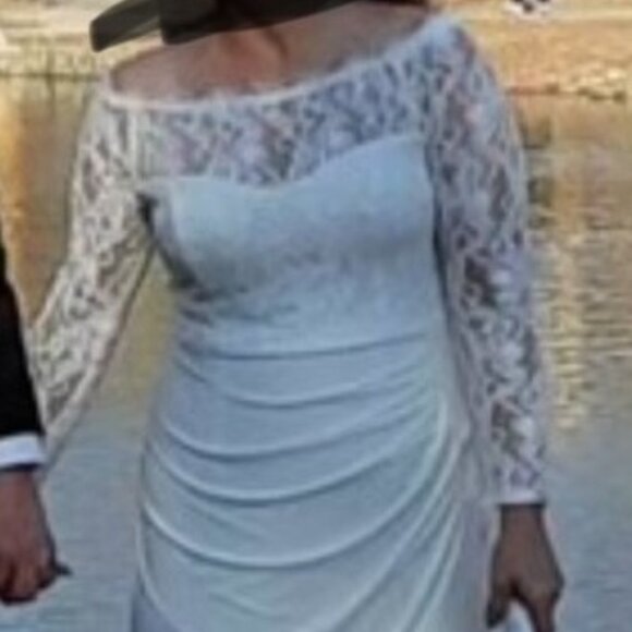 David's Bridal wedding dress, size 10 (altered for length only), creamy white - Picture 5 of 5